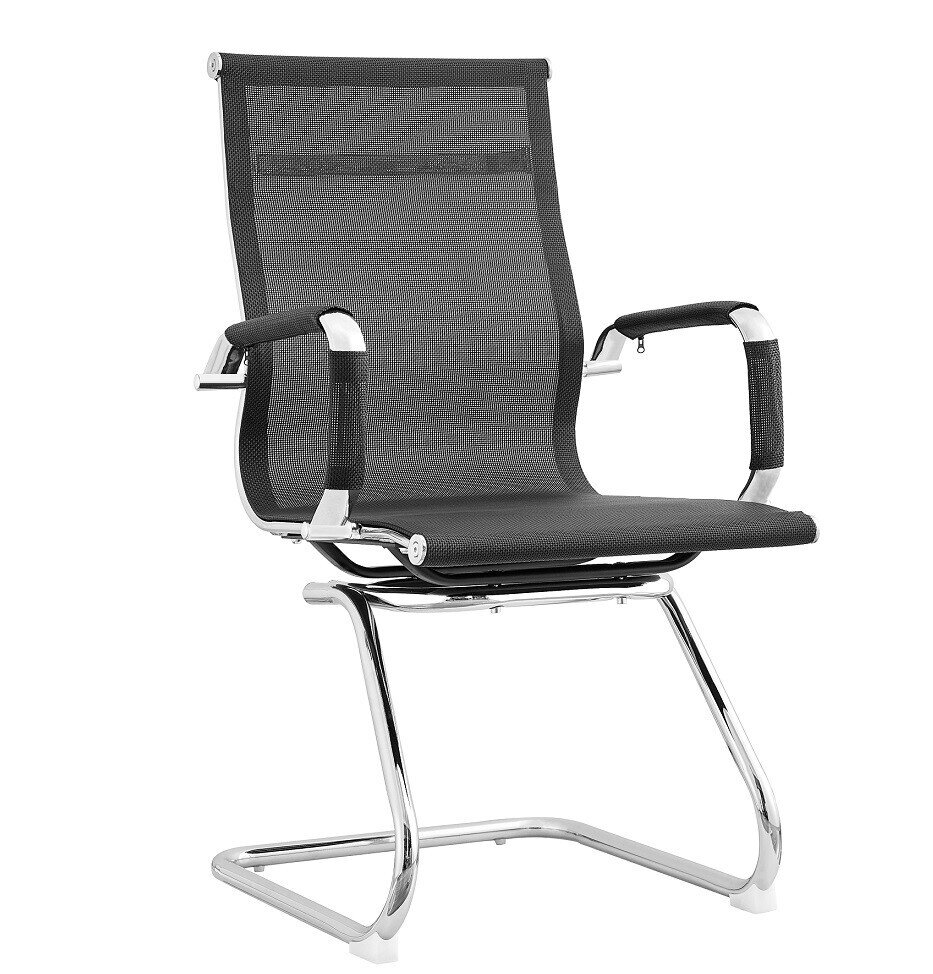 Sill�n de oficina ODESA, fijo, cromado, malla negra