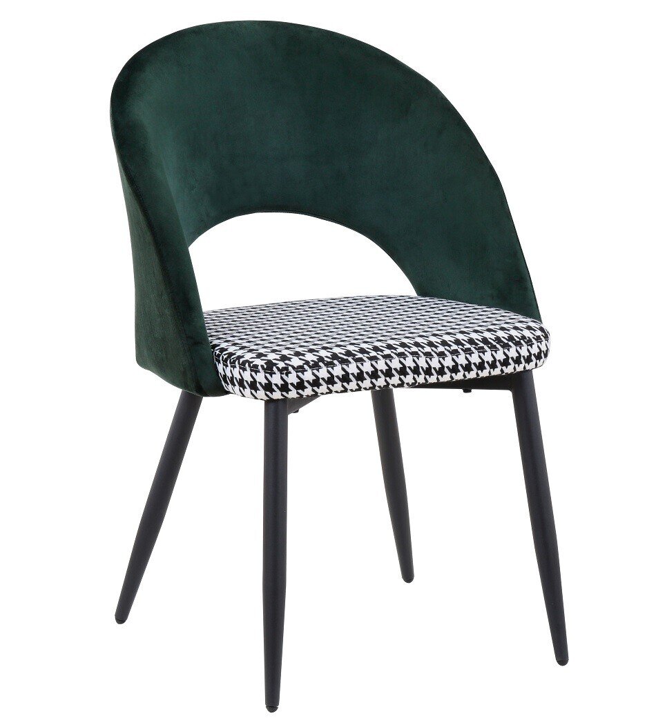 Silla CLEO, metal, tapizado verde con pata de gallo