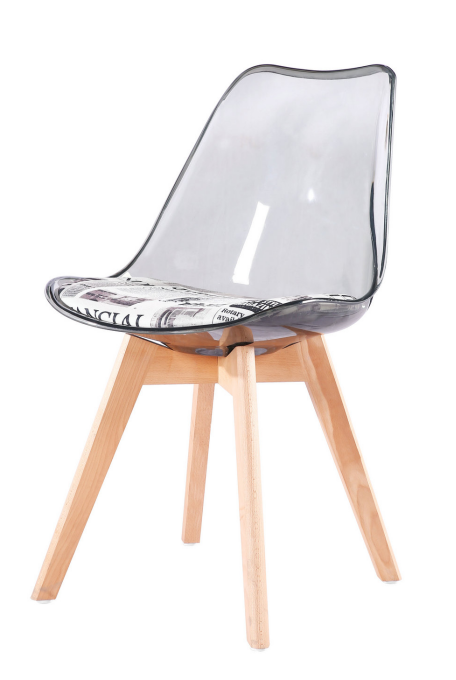 Silla TORRE 4P, madera, transparente, coj�n estampado moderno