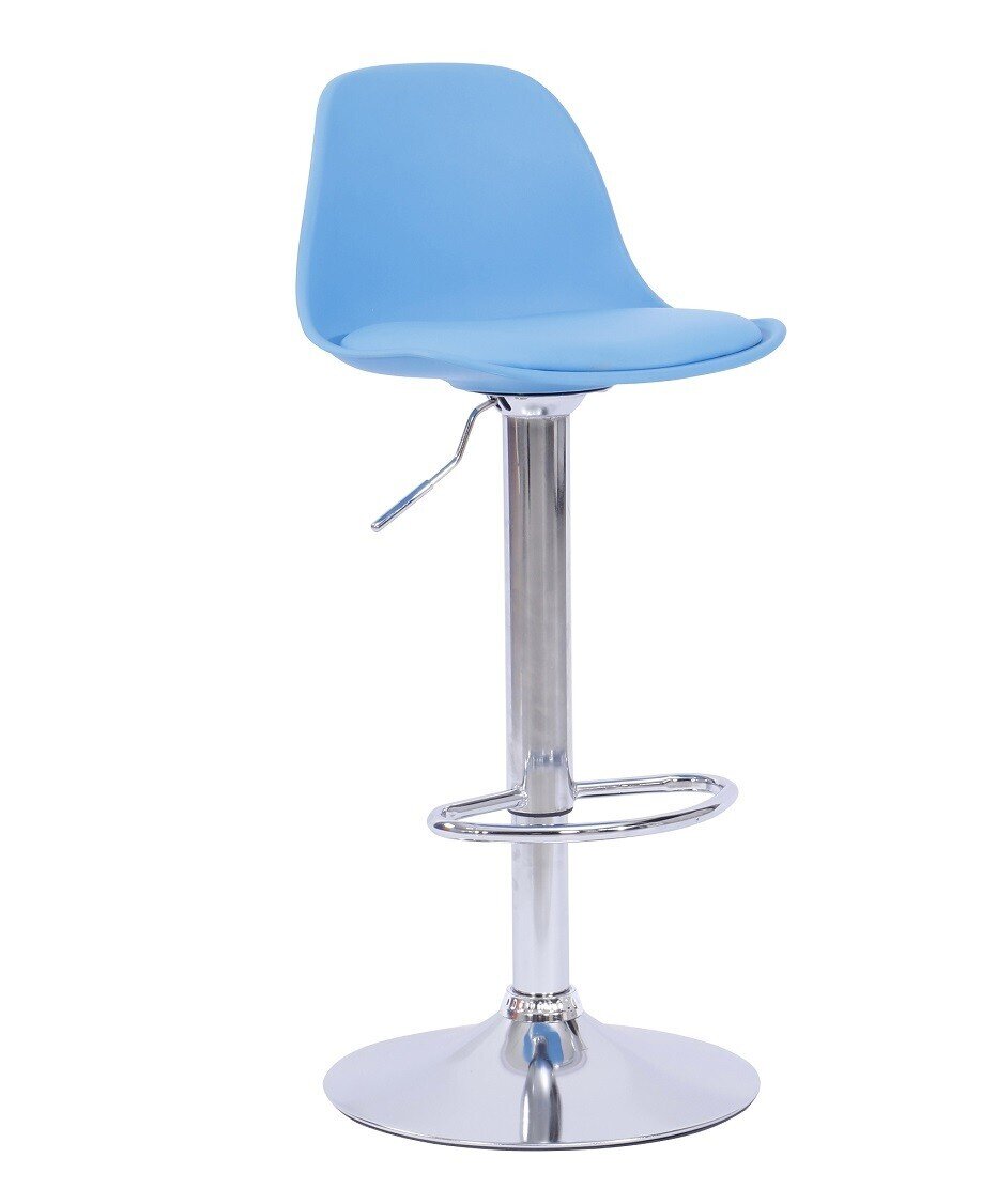 Taburete TOW, cromado, polipropileno y coj�n azul