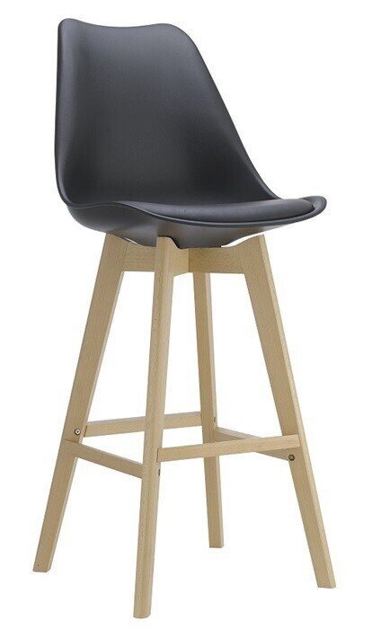 Taburete TORRE (HT72), madera, negro, coj�n negro