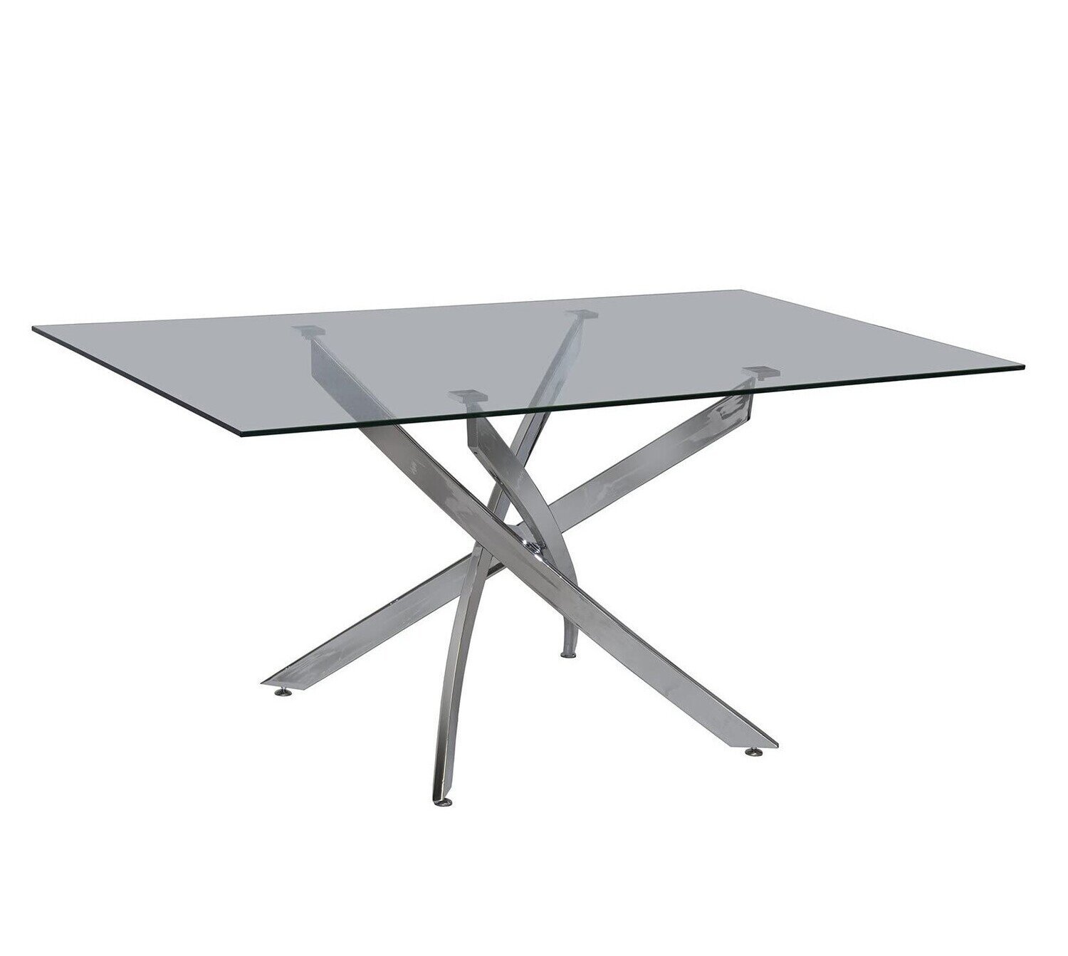Mesa CHANTAL 150, cromada, cristal, 150 x 90 cms