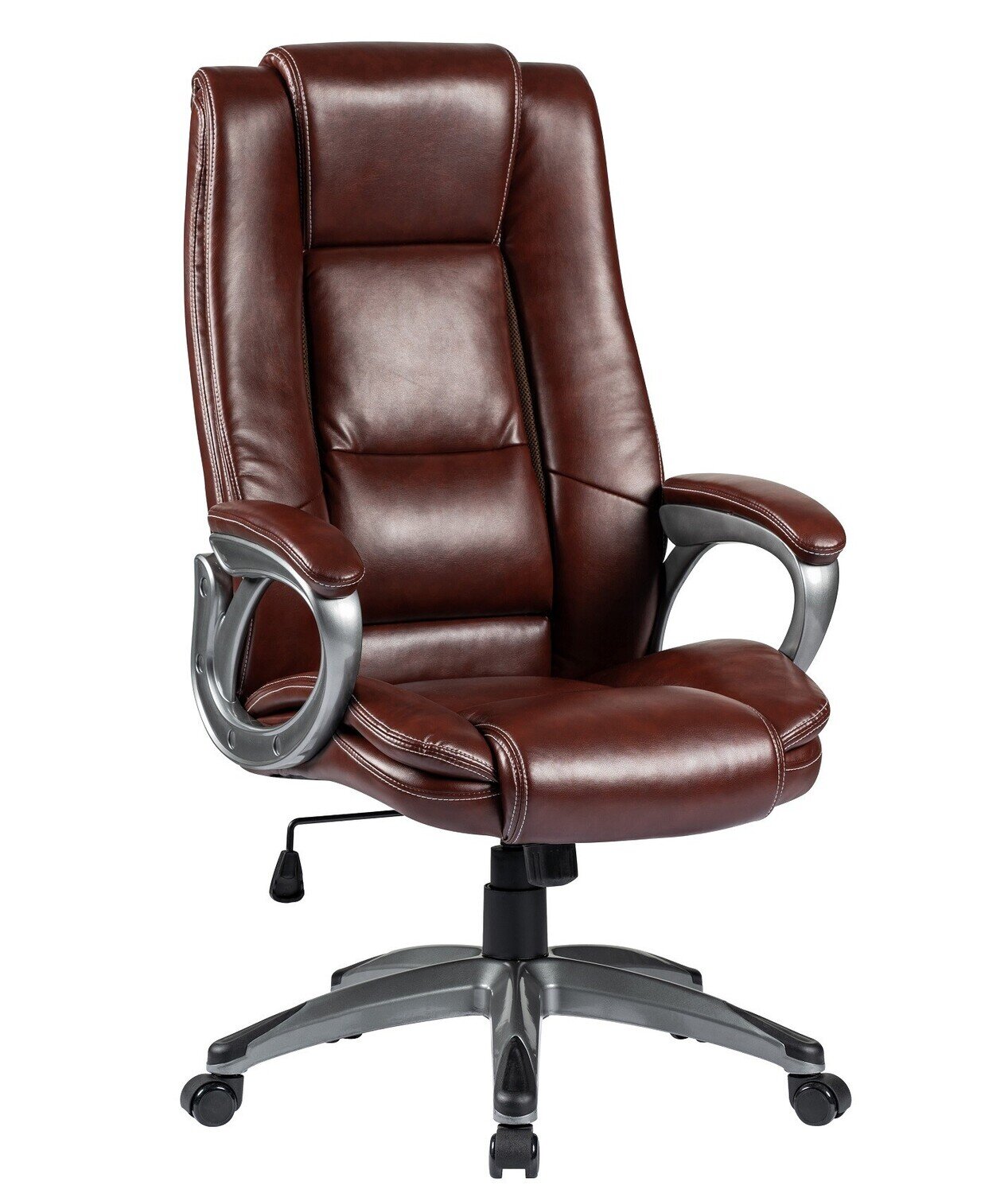 Sill�n de oficina LISBOA, alto, gas, basculante, similpiel MARR�N