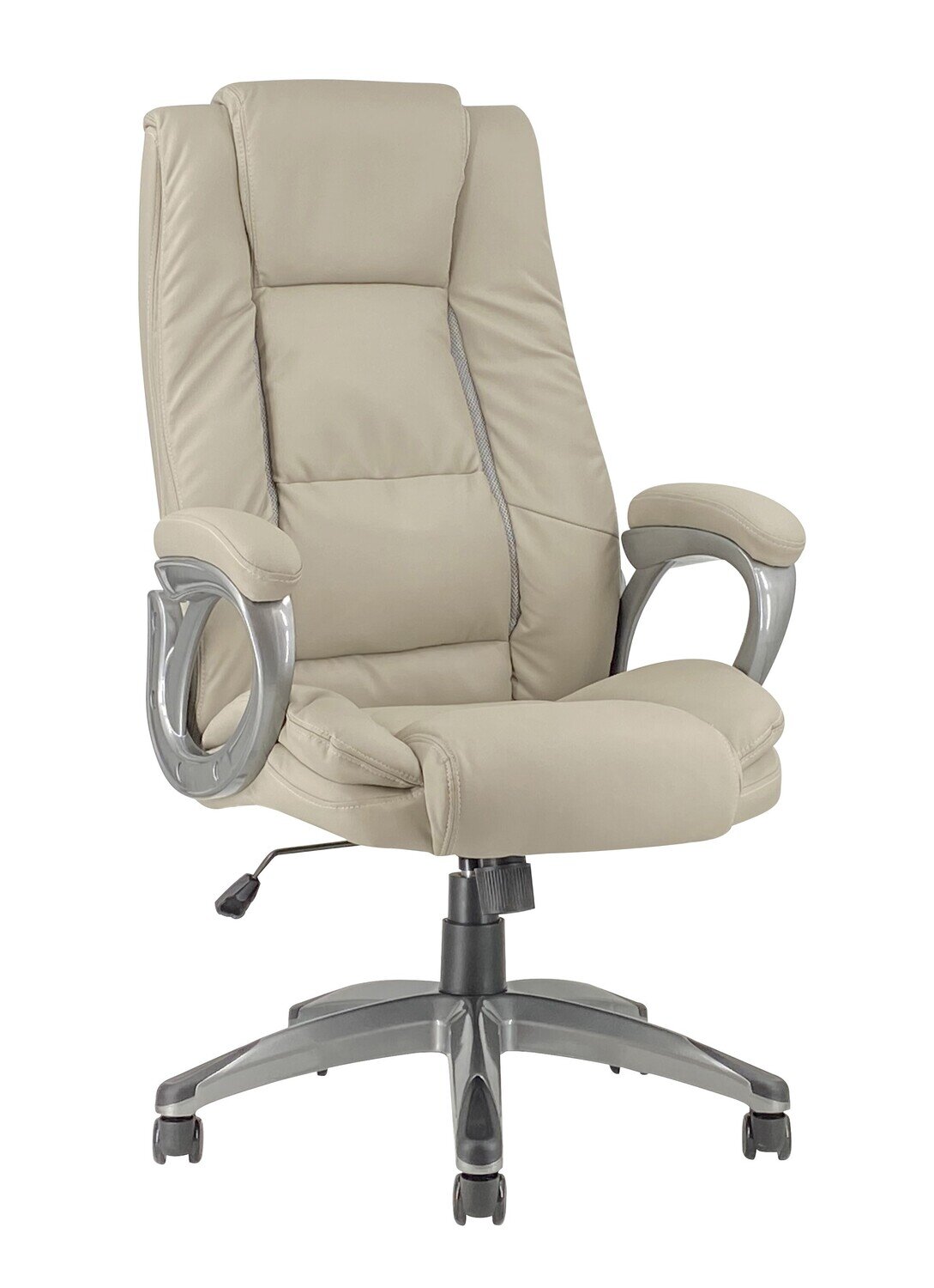 Sill�n de oficina LISBOA, alto, gas, basculante, similpiel gris claro