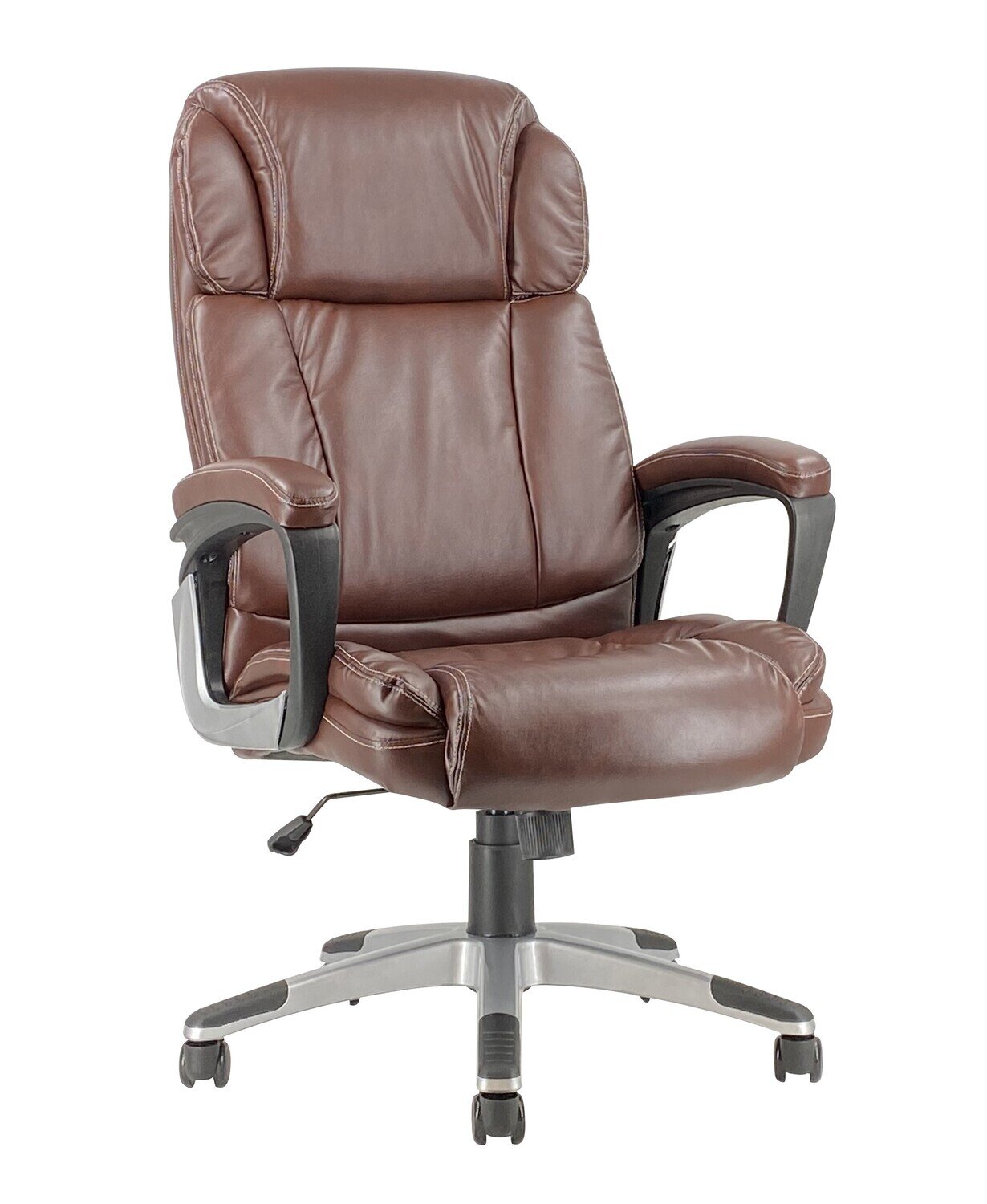 Sill�n de oficina C�RDOBA, alto, gas, basculante, similpiel MARR�N