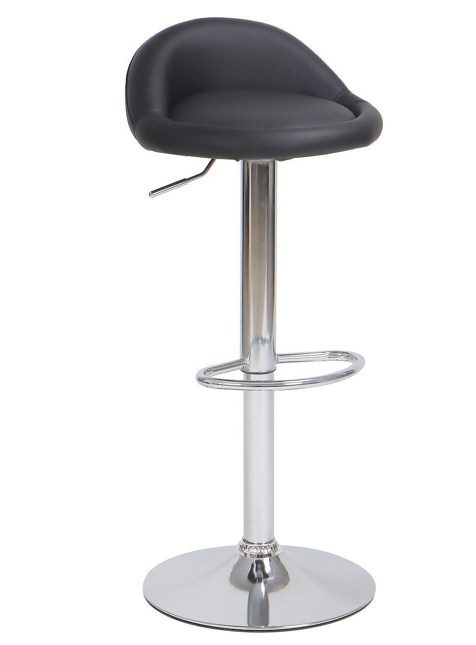 Taburete ALIVERI, cromado, similpiel negra