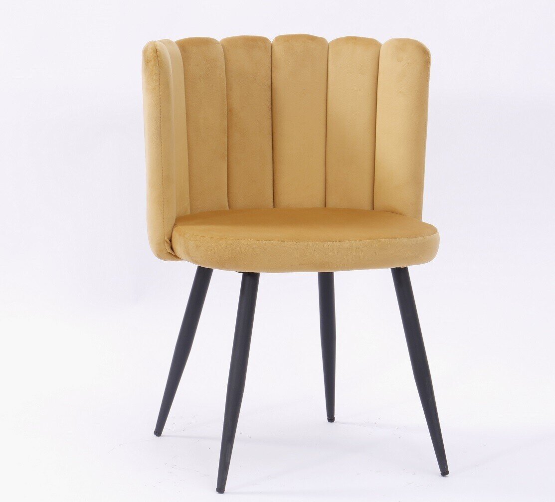 Silla RAMS�S, metal, tapizado velvet amarillo