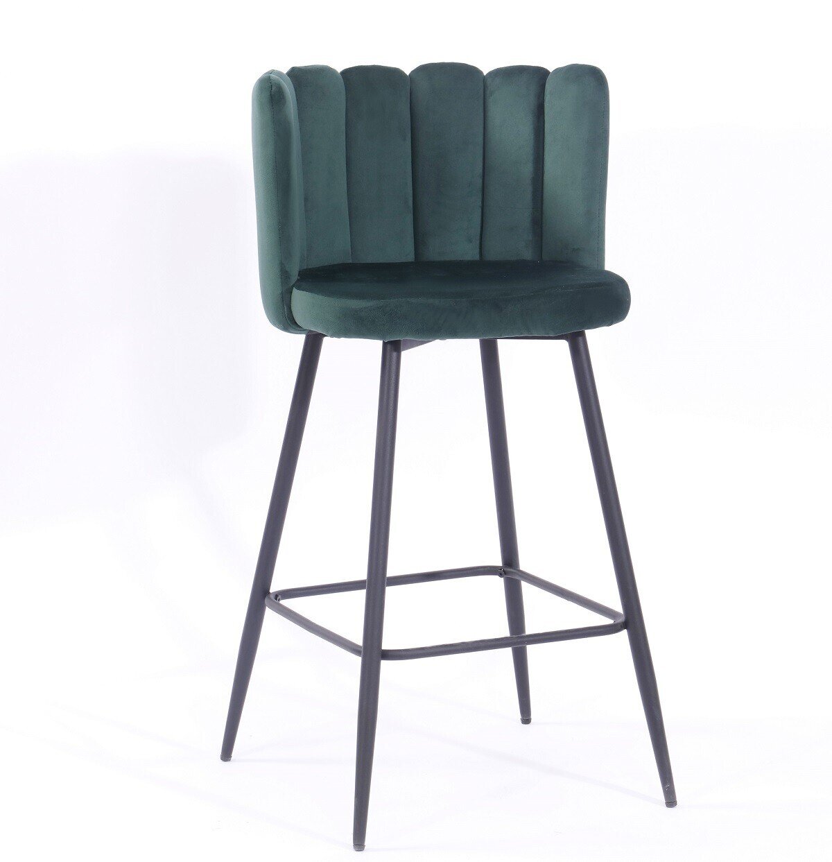 Taburete RAMSES, metal, tapizado velvet verde