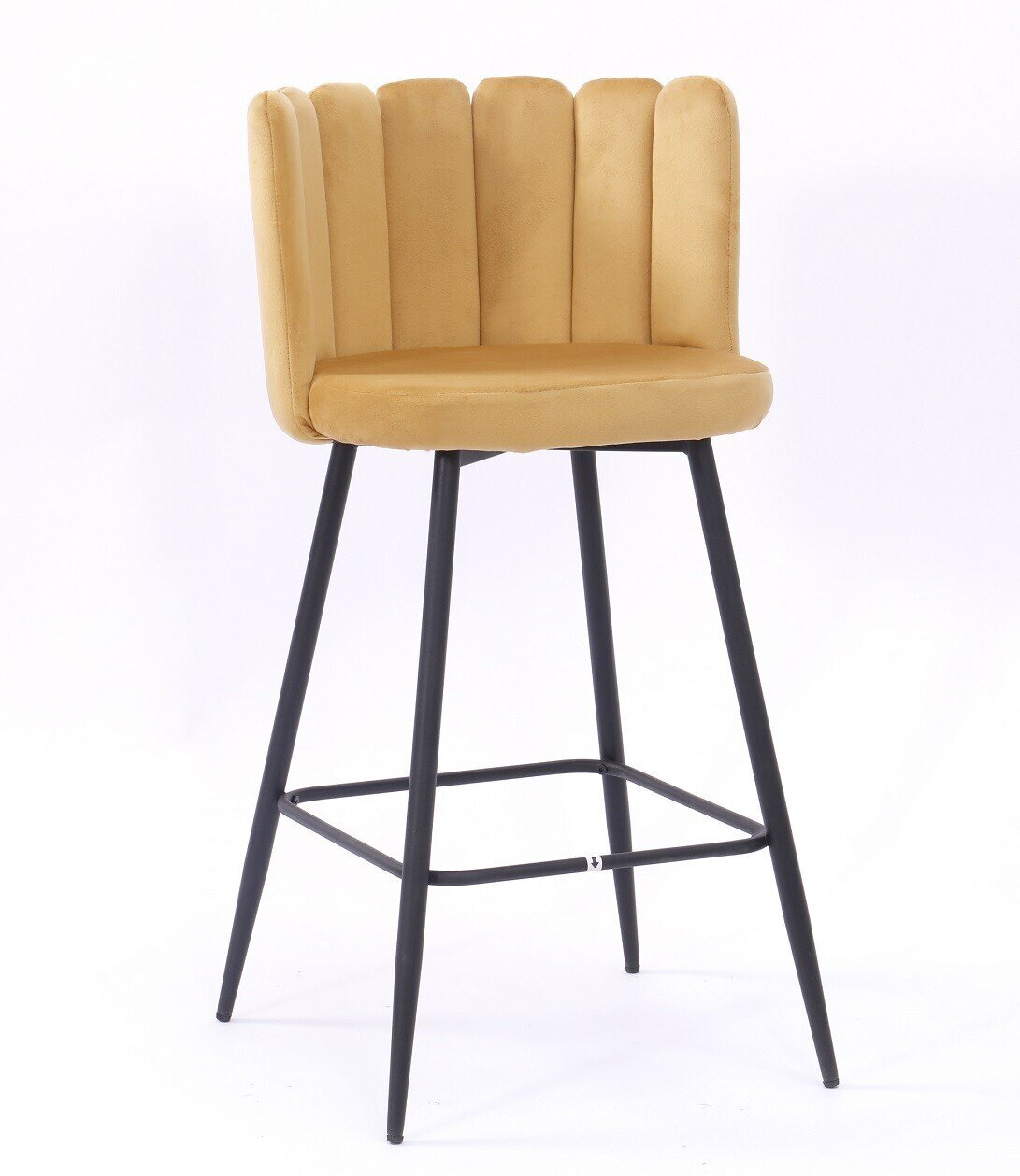 Taburete RAMSES, metal, tapizado velvet amarillo