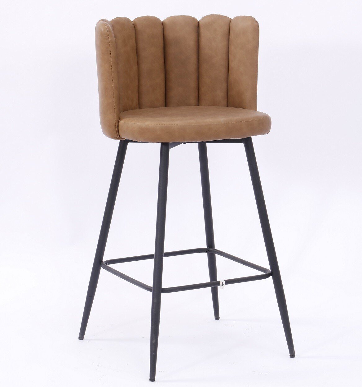 Taburete RAMSES, metal, tapizado similpiel MARR�N claro