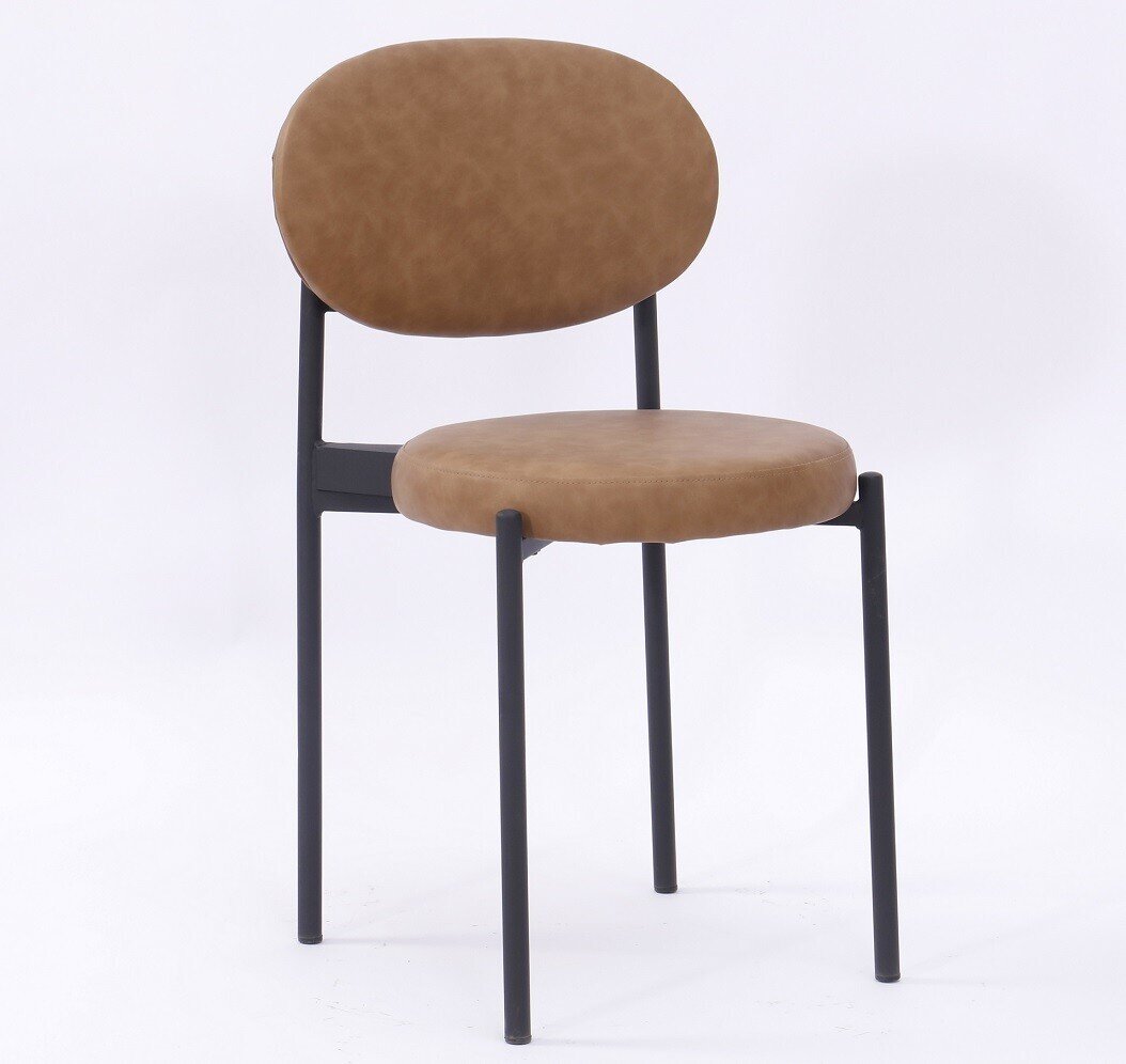 Silla KEOPS, metal, tapizado similpiel MARR�N claro