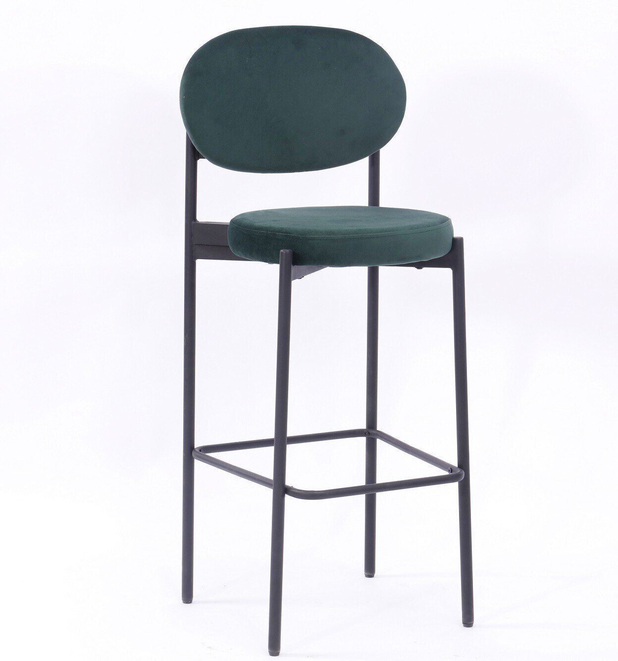 Taburete KEOPS, metal, tapizado velvet verde oscuro