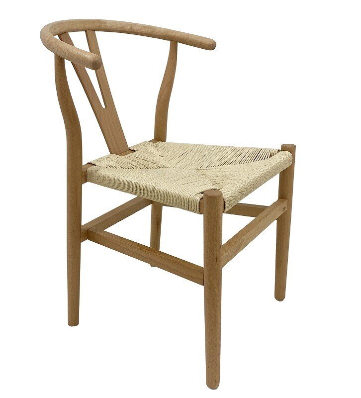 Silla WISH, apilable, madera de haya, natural, fibra trenzada