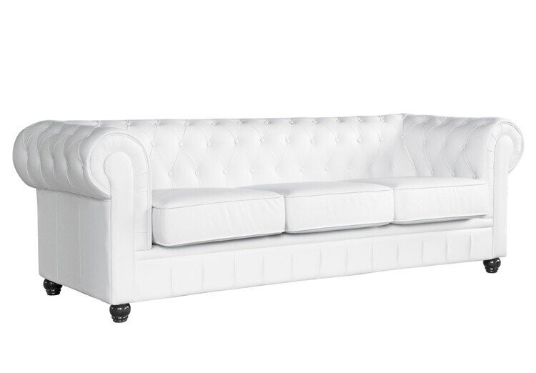 Sof� CHESTERFIELD, 3 plazas, similpiel blanca