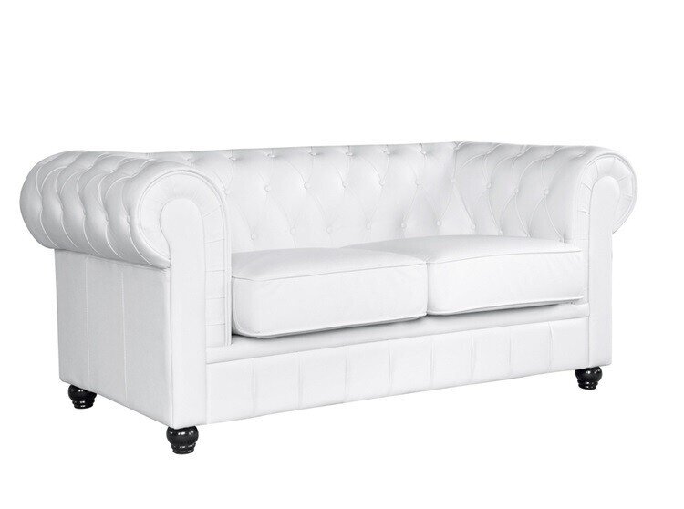 Sof� CHESTERFIELD, 2 plazas, similpiel blanca