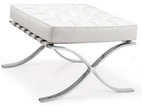 Ottoman BARNA (T), acero inoxidable, similpiel blanca Ottoman BARNA (T), acero inoxidable, similpiel blanca