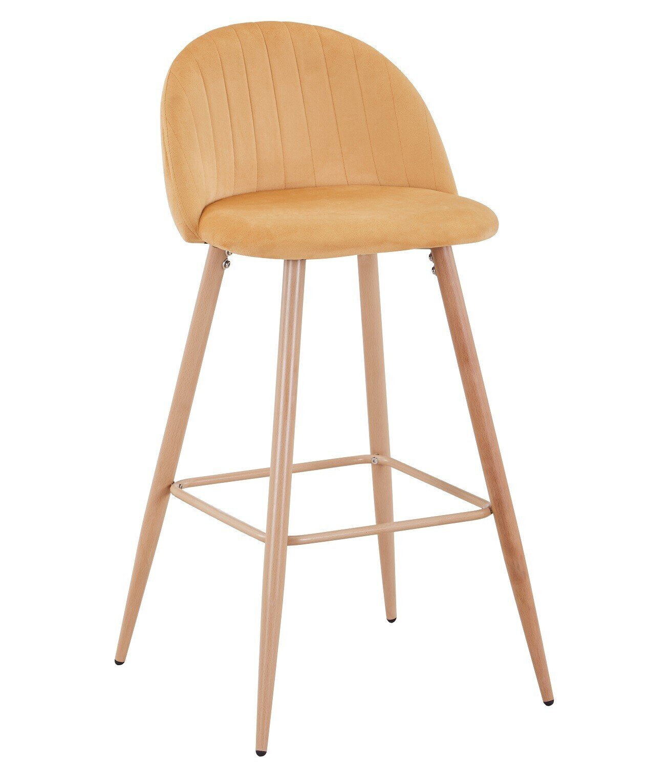 Taburete VELVET NEW, patas met�licas, terciopelo amarillo mostaza 42