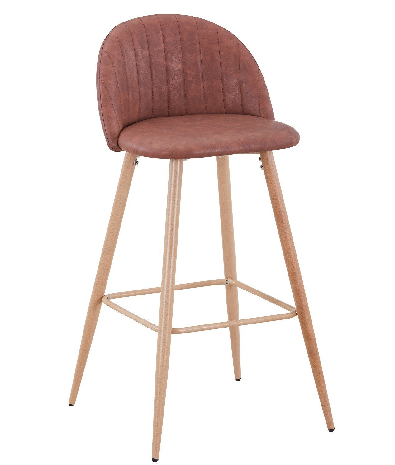 Taburete VELVET NEW, patas met�licas, similpiel vintage cuero 3-2
