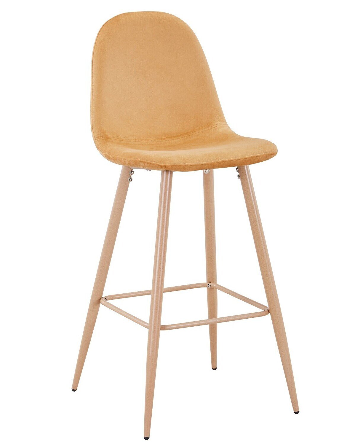 Taburete EPOQUE NEW, patas met�licas, terciopelo amarillo mostaza 42