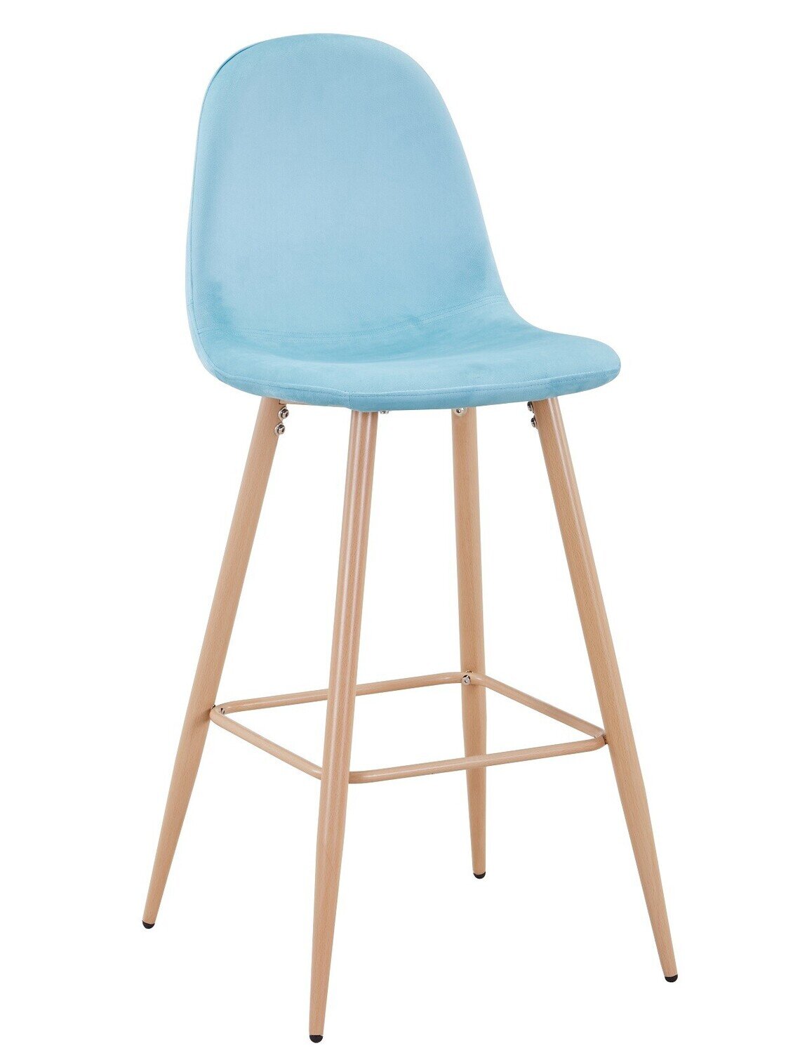 Taburete EPOQUE NEW, patas met�licas, terciopelo aguamarina 58