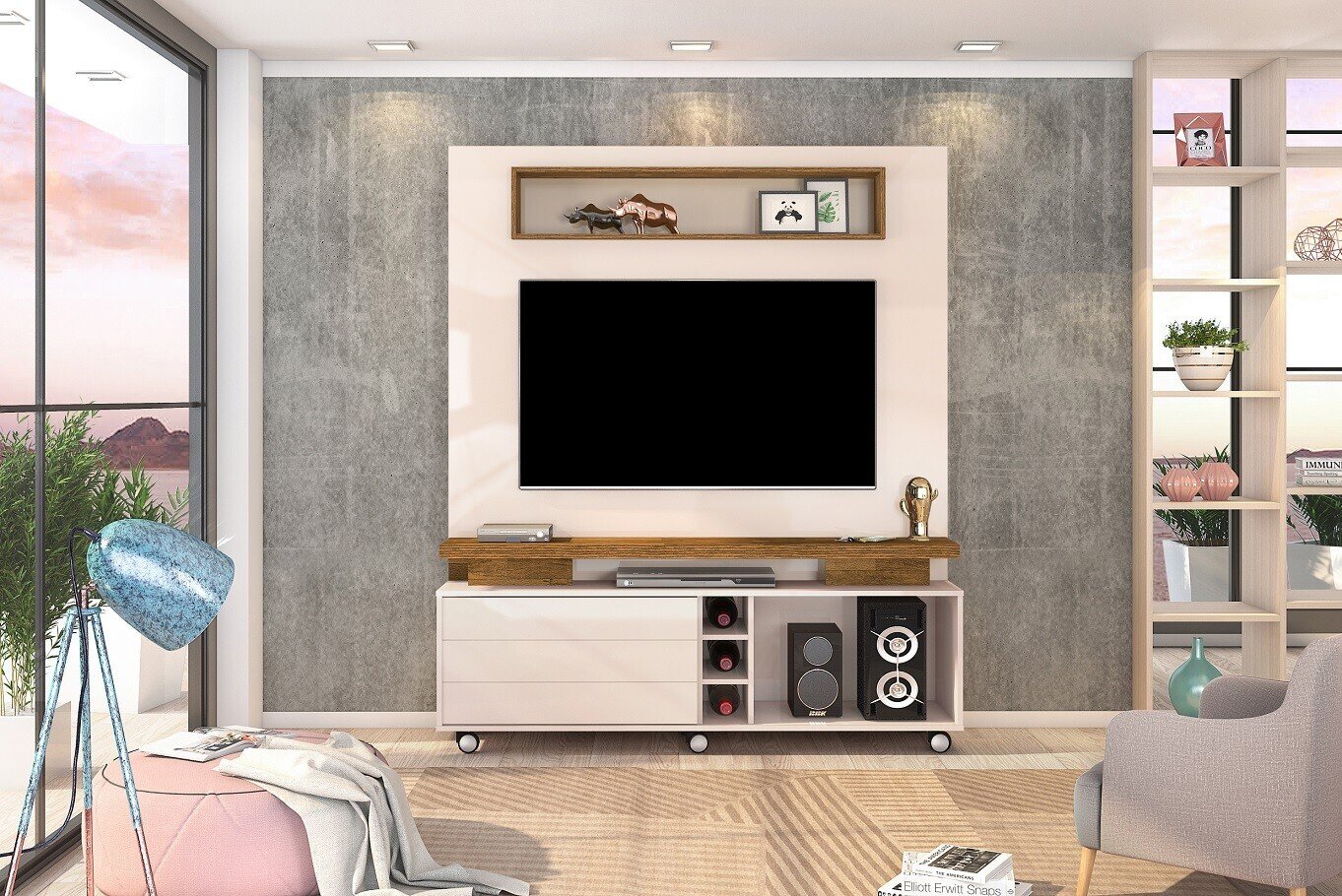 Home theater QUEBEC, madera, blanco roto y demolici�n, 150 cms. Home theater QUEBEC, madera, blanco roto y demolici�n, 150 cms.