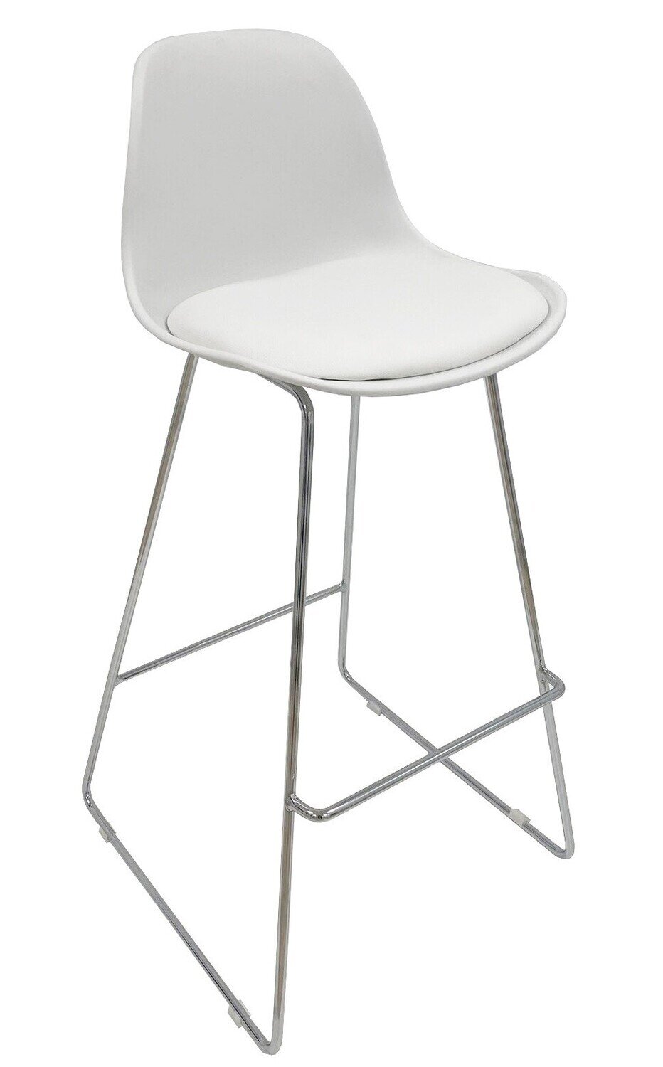 Taburete TOWER FIBB, cromado, carcasa y tapizado blanco