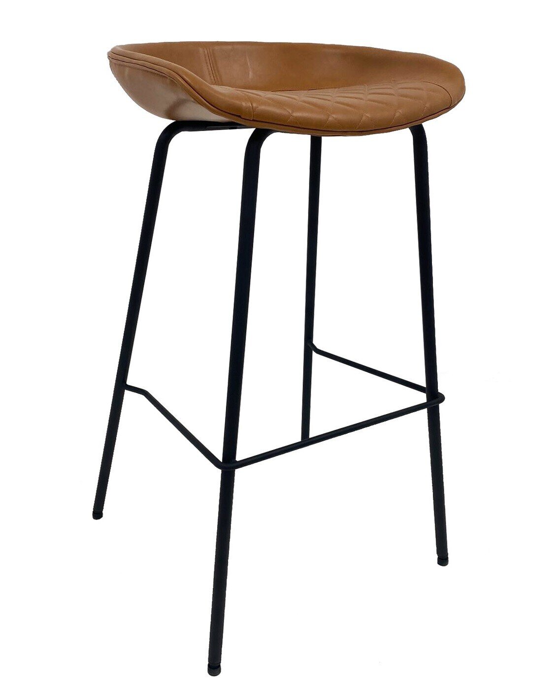 Taburete MISSOURI, metal, similpiel MARR�N claro