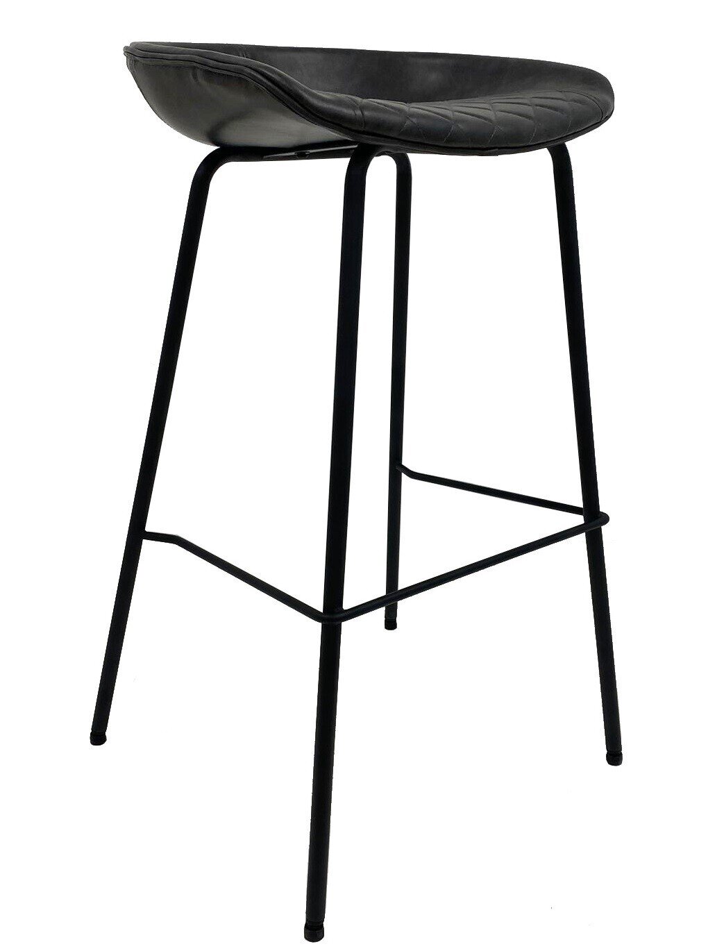 Taburete MISSOURI, metal, similpiel negra