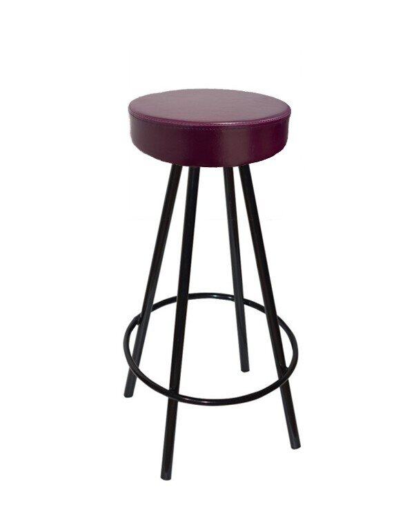 Taburete KISEN, epoxi negro, similpiel berenjena Taburete KISEN, epoxi negro, similpiel berenjena