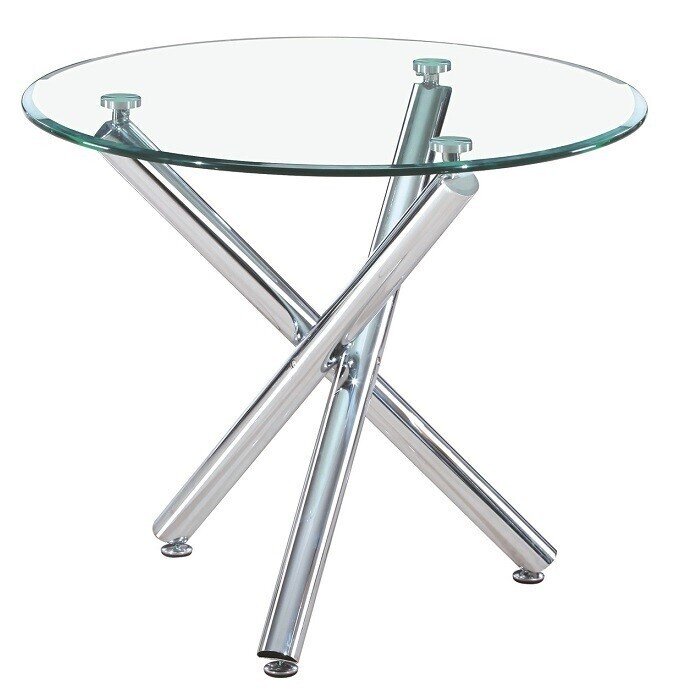 Mesa DESIREE NEW, acero inoxidable, cristal, 90 cms di�metro