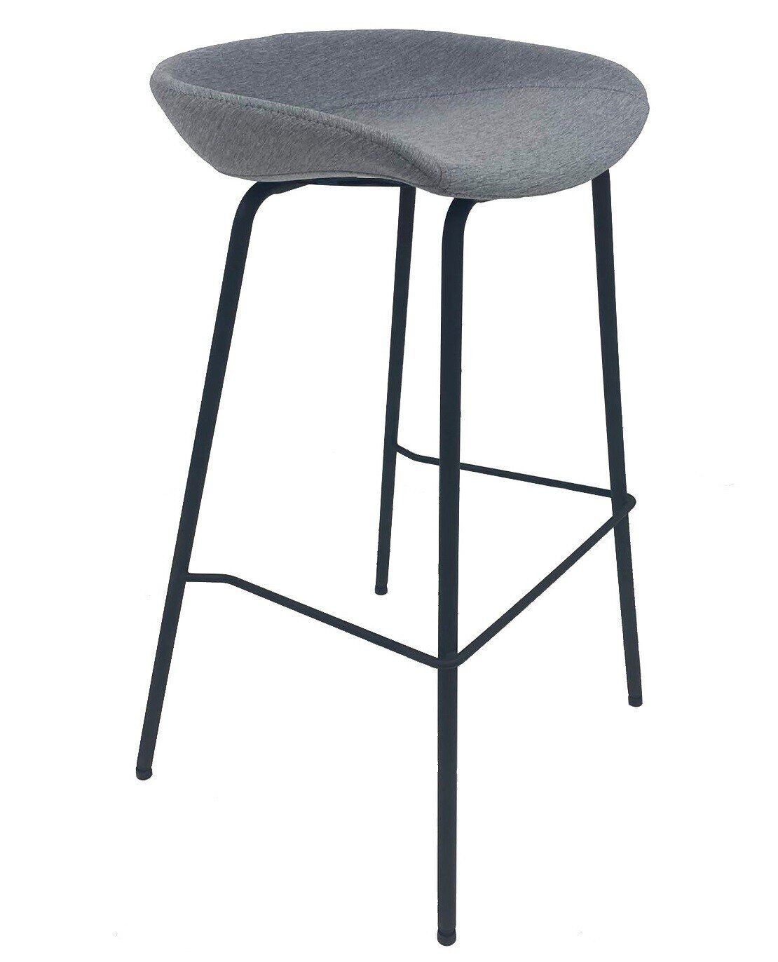 Taburete KIEL, metal, tapizado tejido gris claro