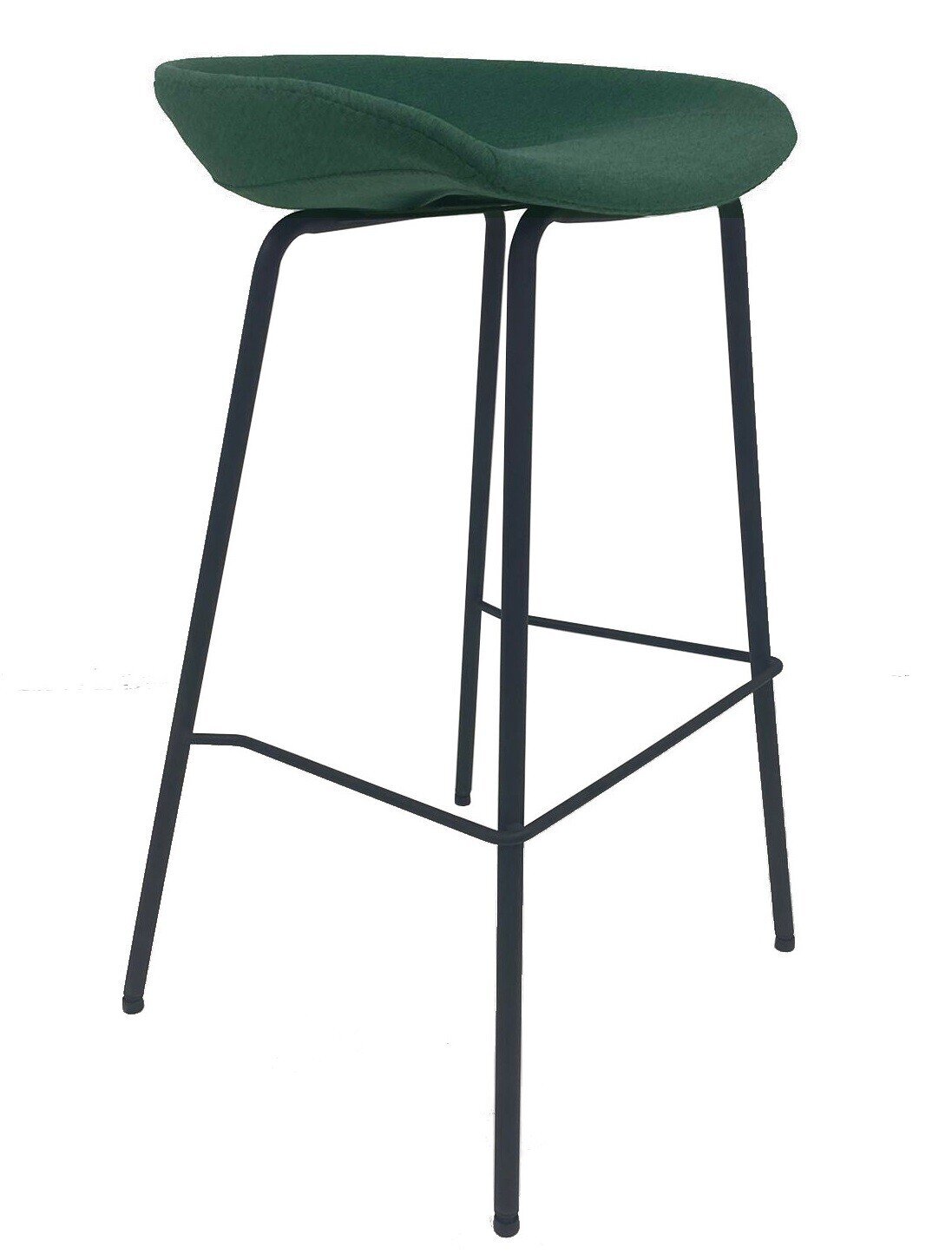 Taburete KIEL, metal, tapizado tejido verde