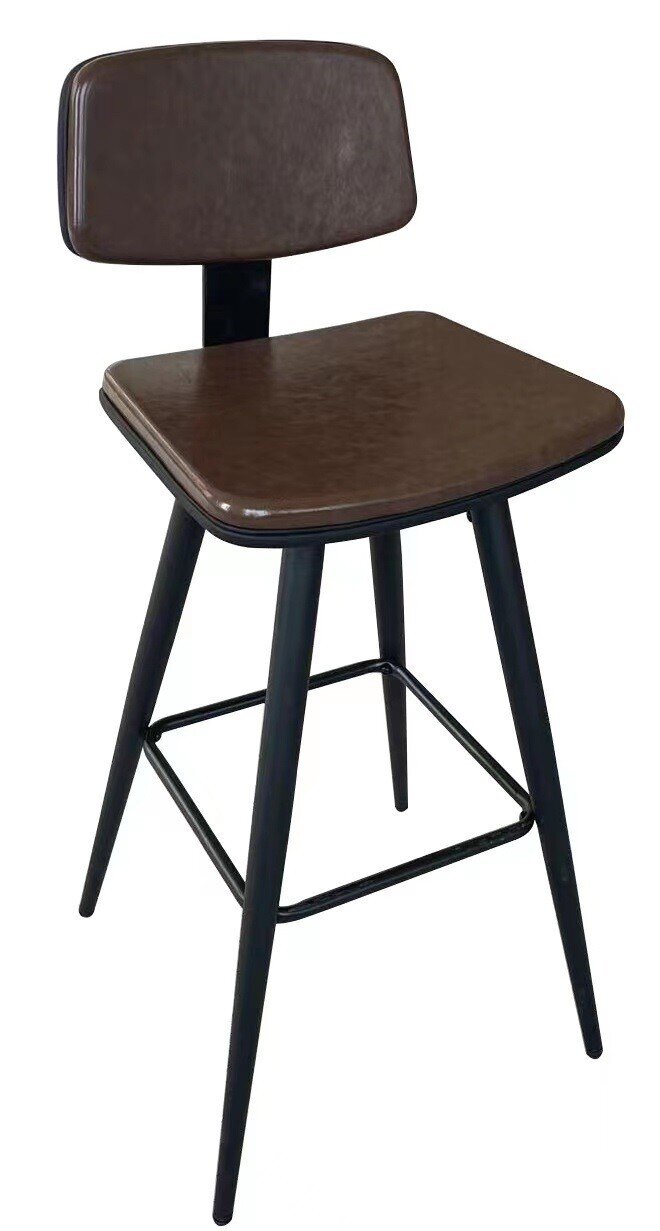 Taburete FASHION, metal, tapizado similpiel MARR�N oscuro vintage