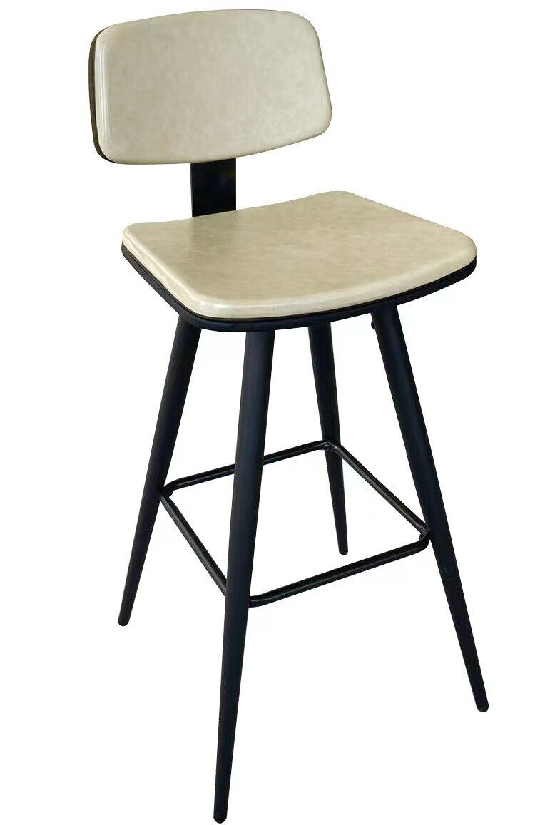 Taburete FASHION, metal, tapizado similpiel beige vintage