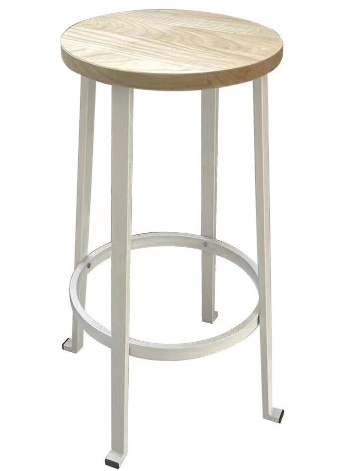 Taburete TIMOR, acero, madera, blanco