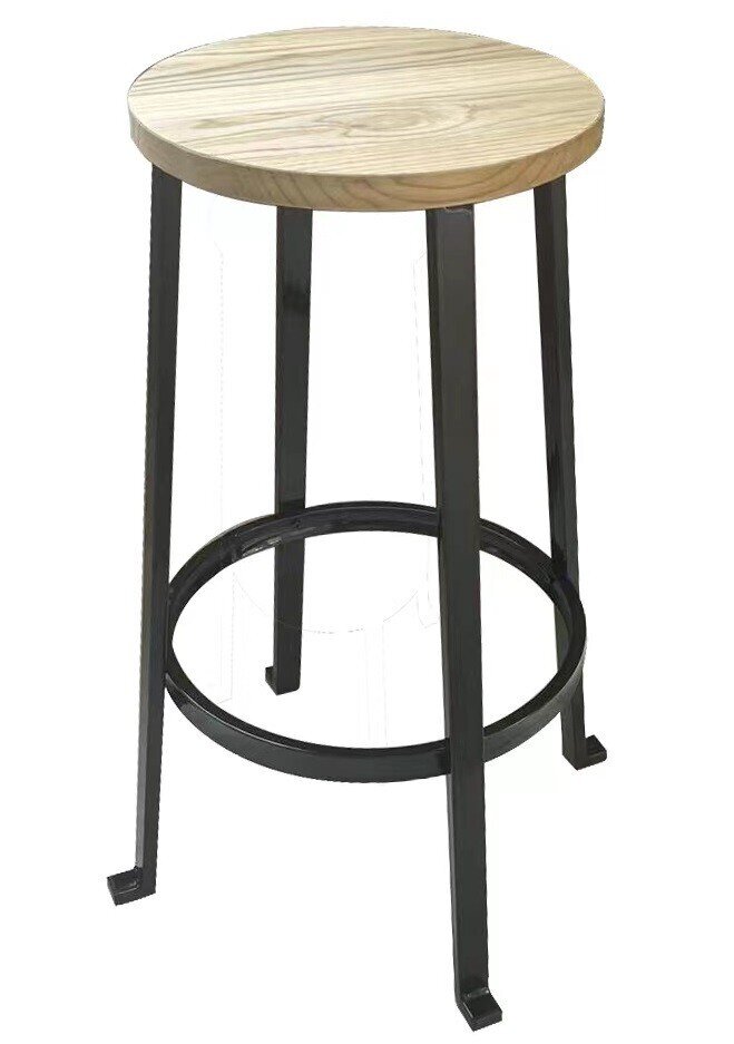 Taburete TIMOR, acero, madera, negro