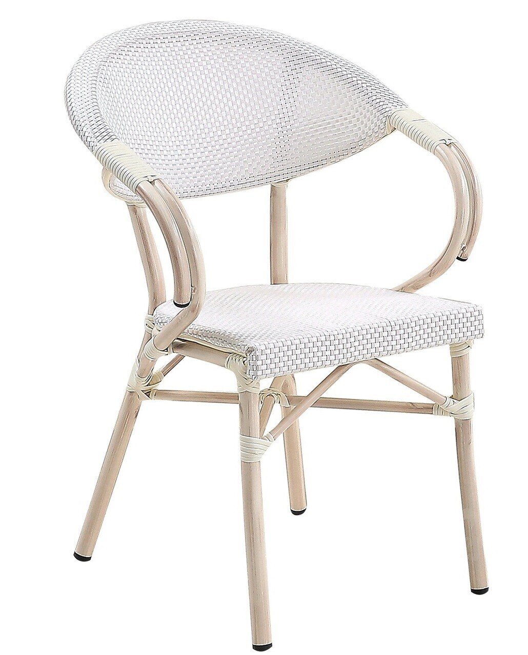 Sill�n NERJA, apilable, aluminio, teslin blanco, plata y gris