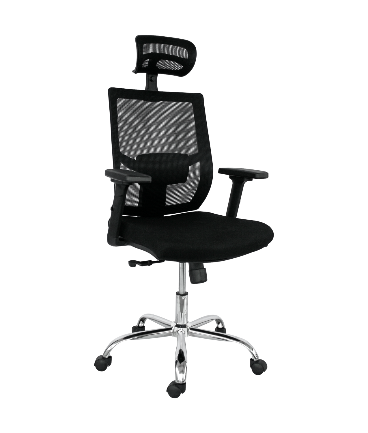 Sill�n de oficina HONOLULU, ergon�mico, syncro, malla negra, asiento tejido negro