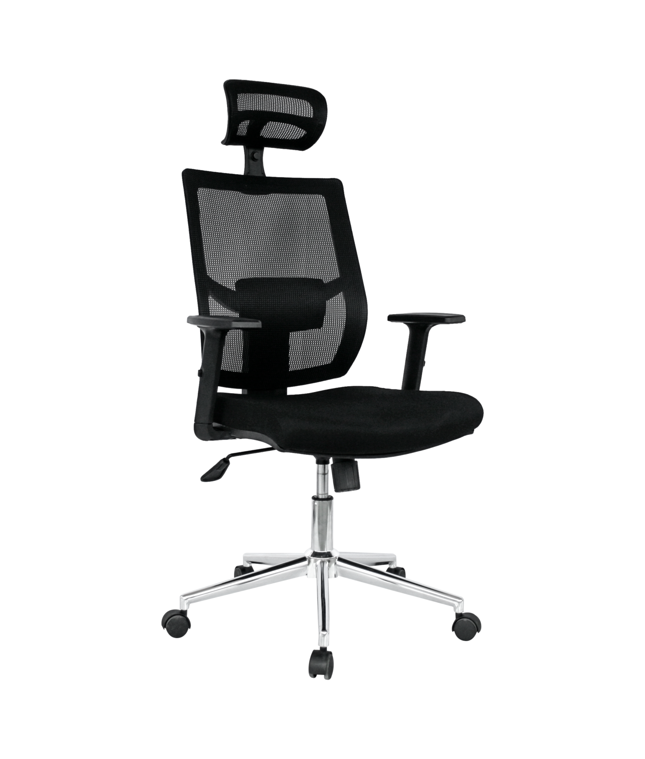 Sill�n de oficina HAWAI, ergon�mico, basculante, malla negra, asiento tejido negro