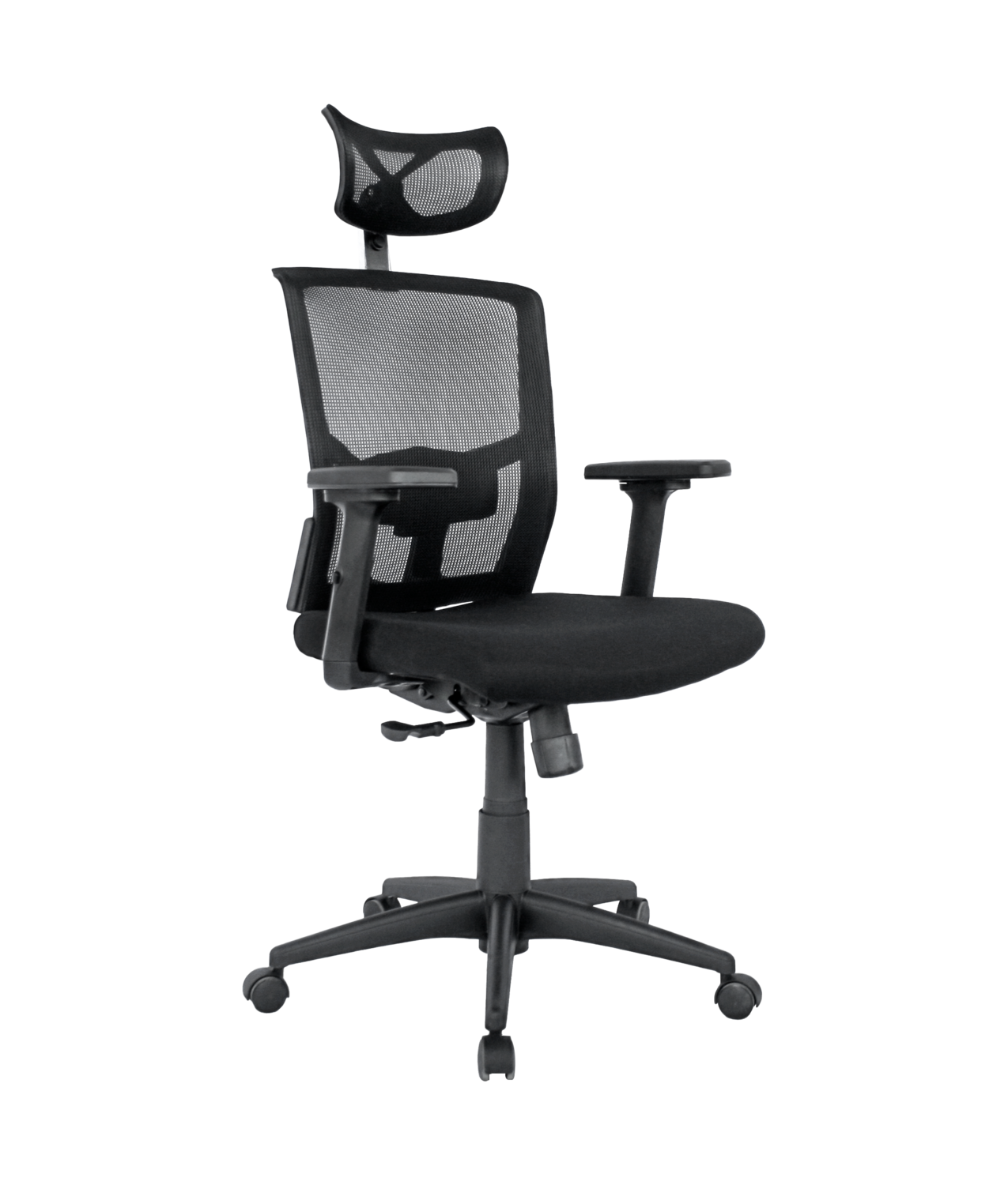 Sill�n de oficina NAIROBI, ergon�mico, syncro, malla negra, asiento tejido negro