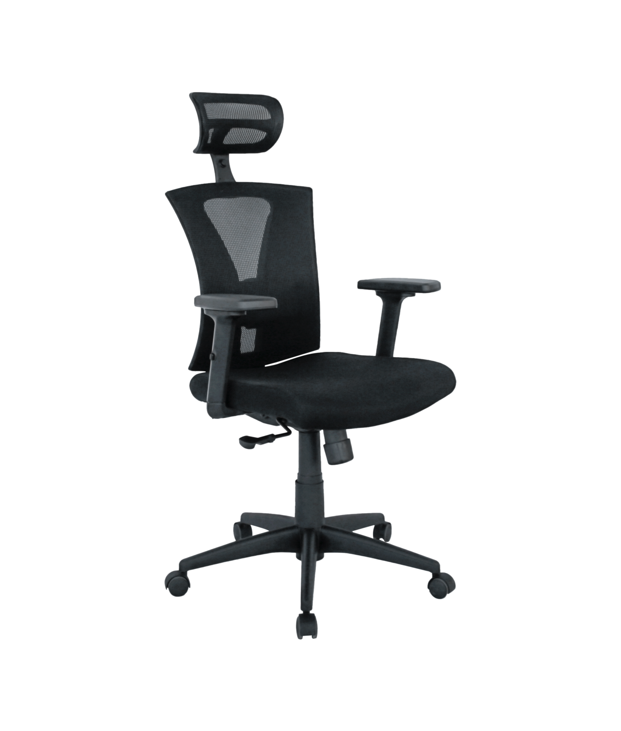 Sill�n de oficina BRASILIA, ergon�mico, syncro, malla negra, asiento tejido negro