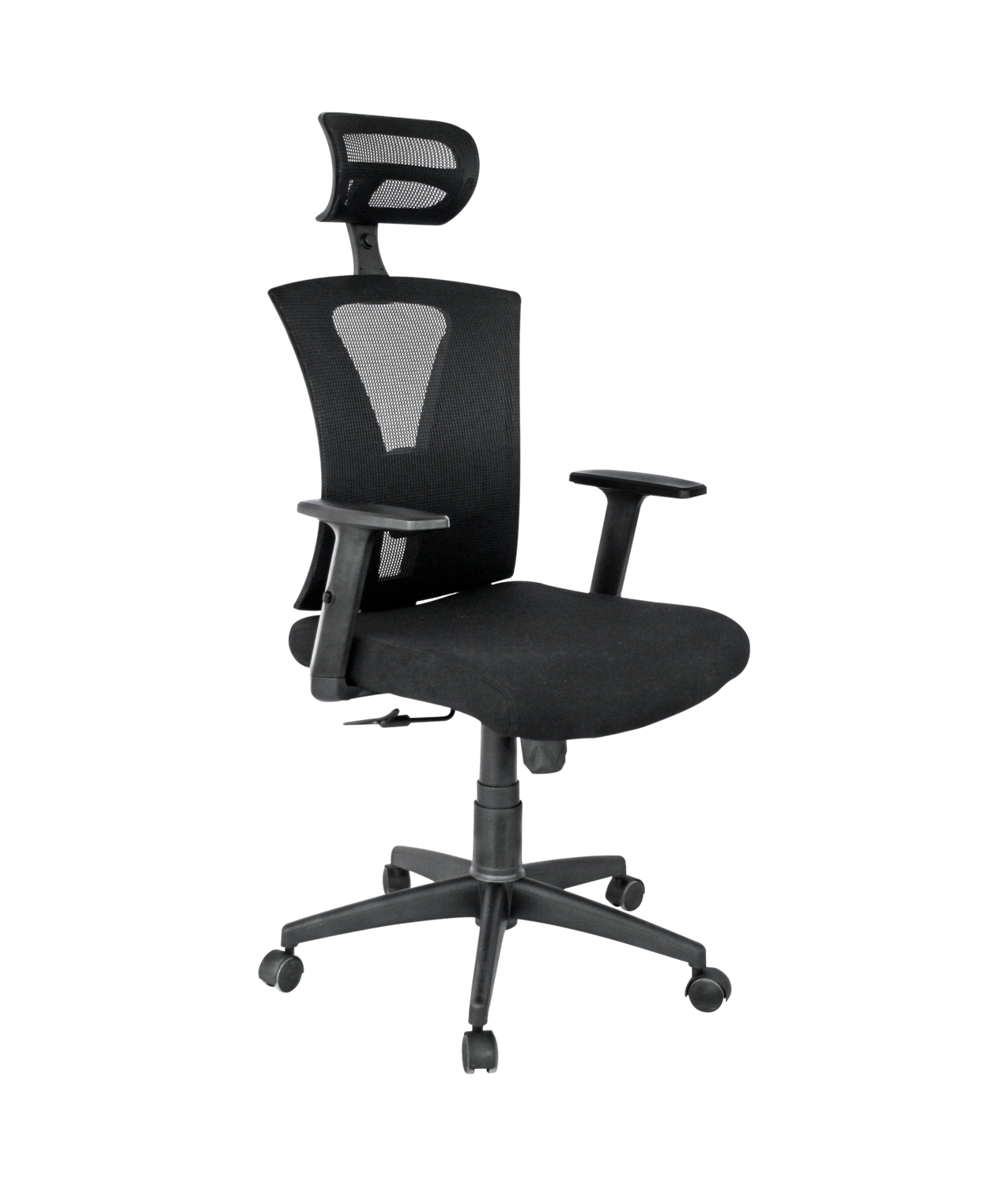 Sill�n de oficina SHANGHAI, ergon�mico, basculante, malla negra, asiento tejido negro