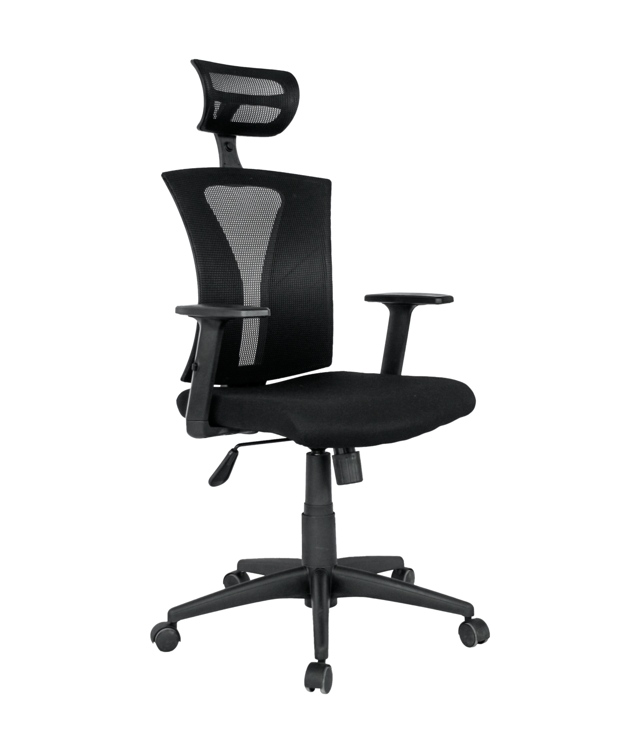 Sill�n de oficina PRAGE, ergon�mico, basculante, malla negra, asiento tejido negro