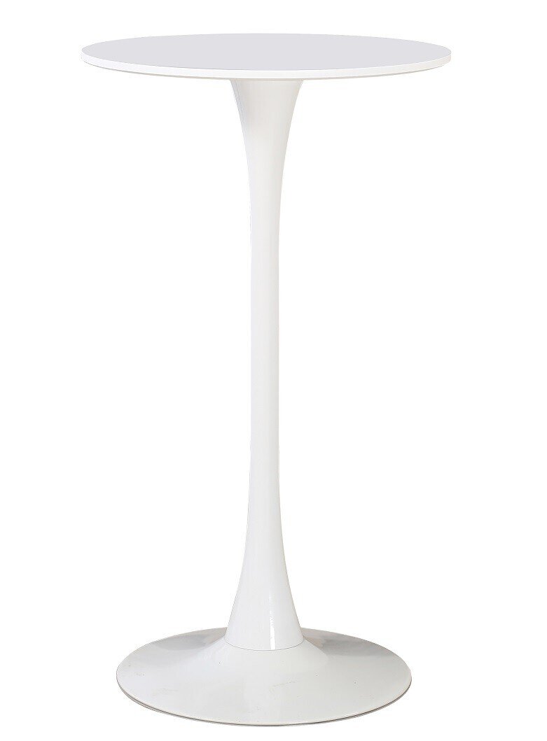 Mesa TUL, alta, metal, blanca, tapa blanca de 60 cms de di�metro