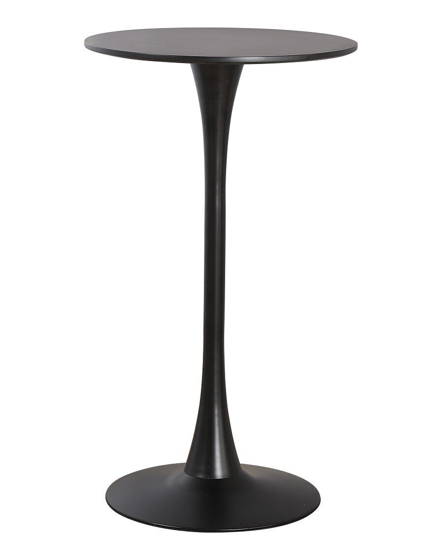 Mesa TUL, alta, metal, negra, tapa negra de 60 cms de di�metro