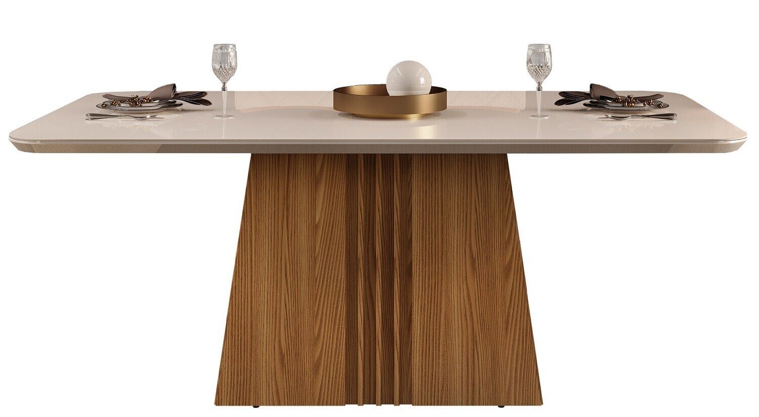 Mesa ITALIA90, madera, cristal, roble y blanco roto, 170x90 cms
