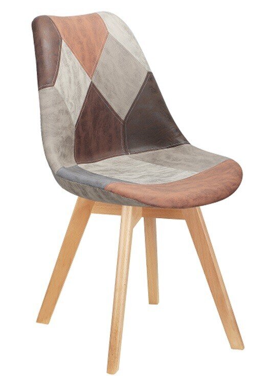 Silla TORRE 4P, madera, patchwork, tejido t�cnico MARR�N-gris