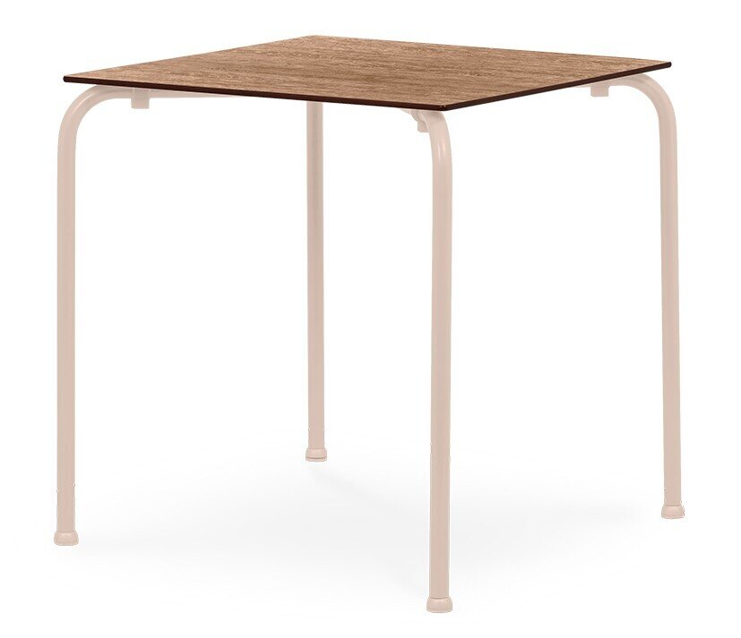 Mesa FERAY, apilable, epoxi color arena, tablero fen�lico roble Country 69 x 69 cms.