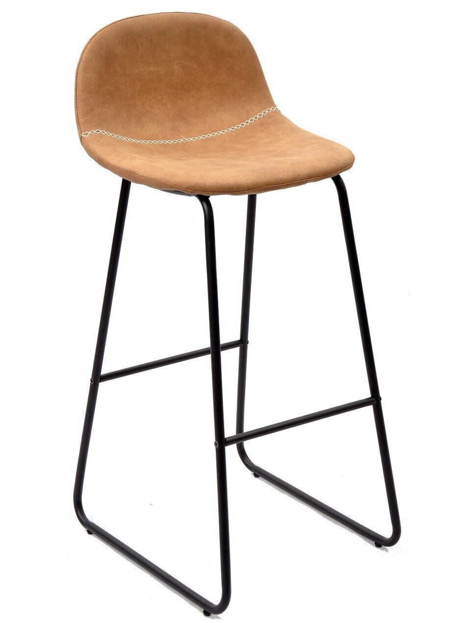 Taburete MOSS NEW, metal, similpiel MARR�N claro