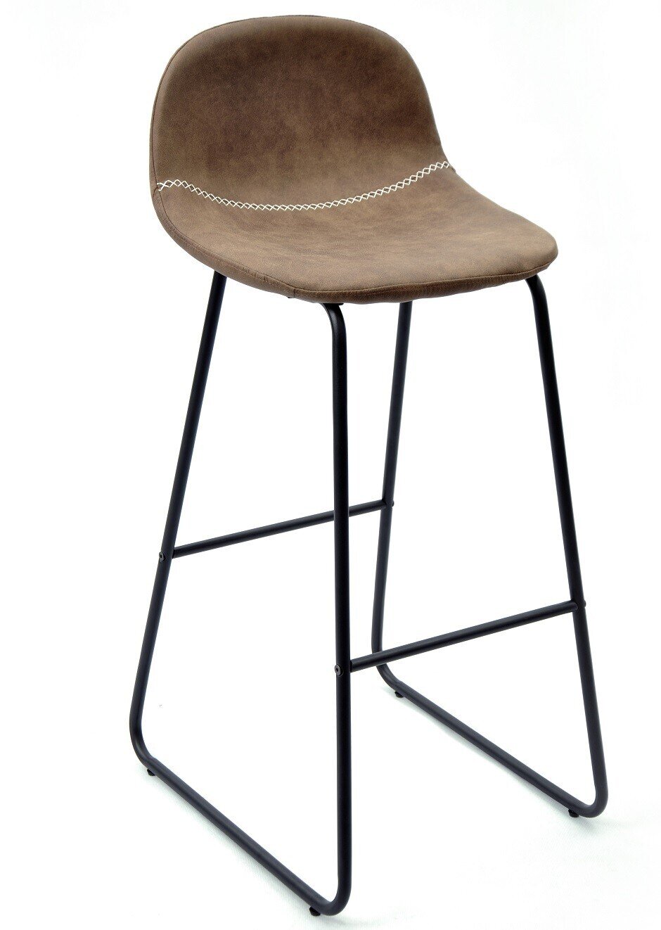 Taburete MOSS NEW, metal, similpiel MARR�N oscuro